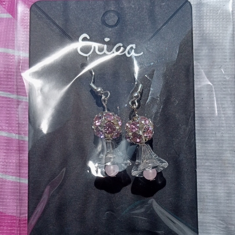 Elegant Pink and Silver Dangle Earrings